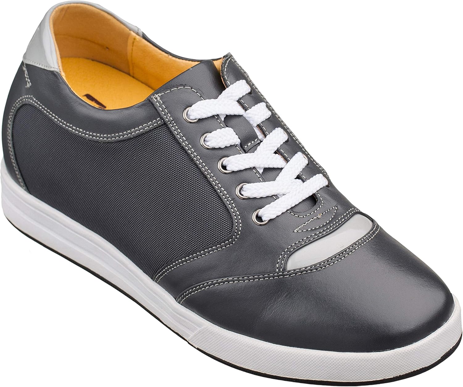 

Мужские невидимые обувные вставки для увеличения роста TOTO - серые кожаные/сетчатые кроссовки на шнуровке - повседневная модная обувь - увеличение роста на 8 см - A5327 - размер 12 D(M) US