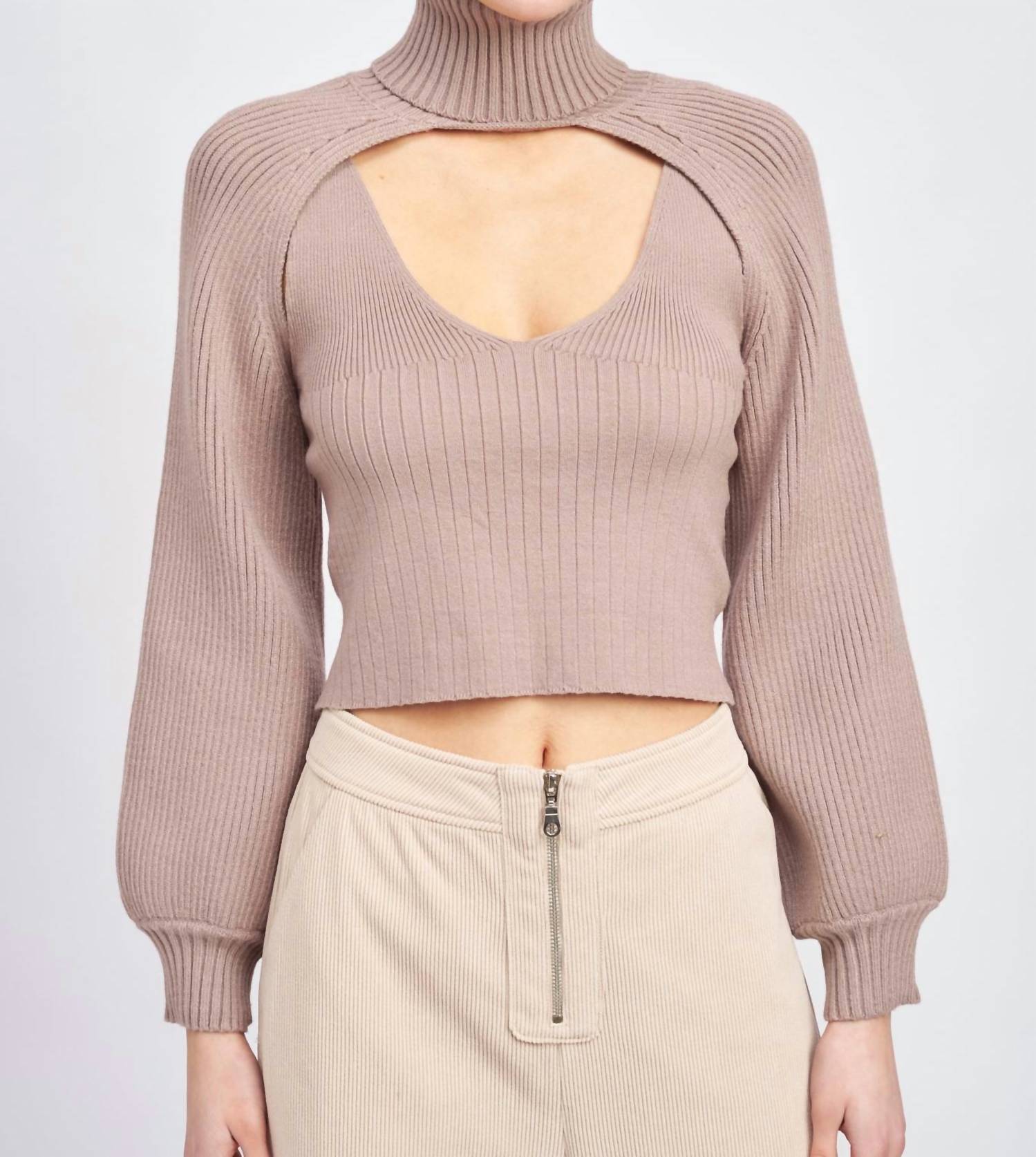 

Укороченный свитер Sonoita из двух частей в цвете пыльной сирени En Saison, цвет dusty lilac