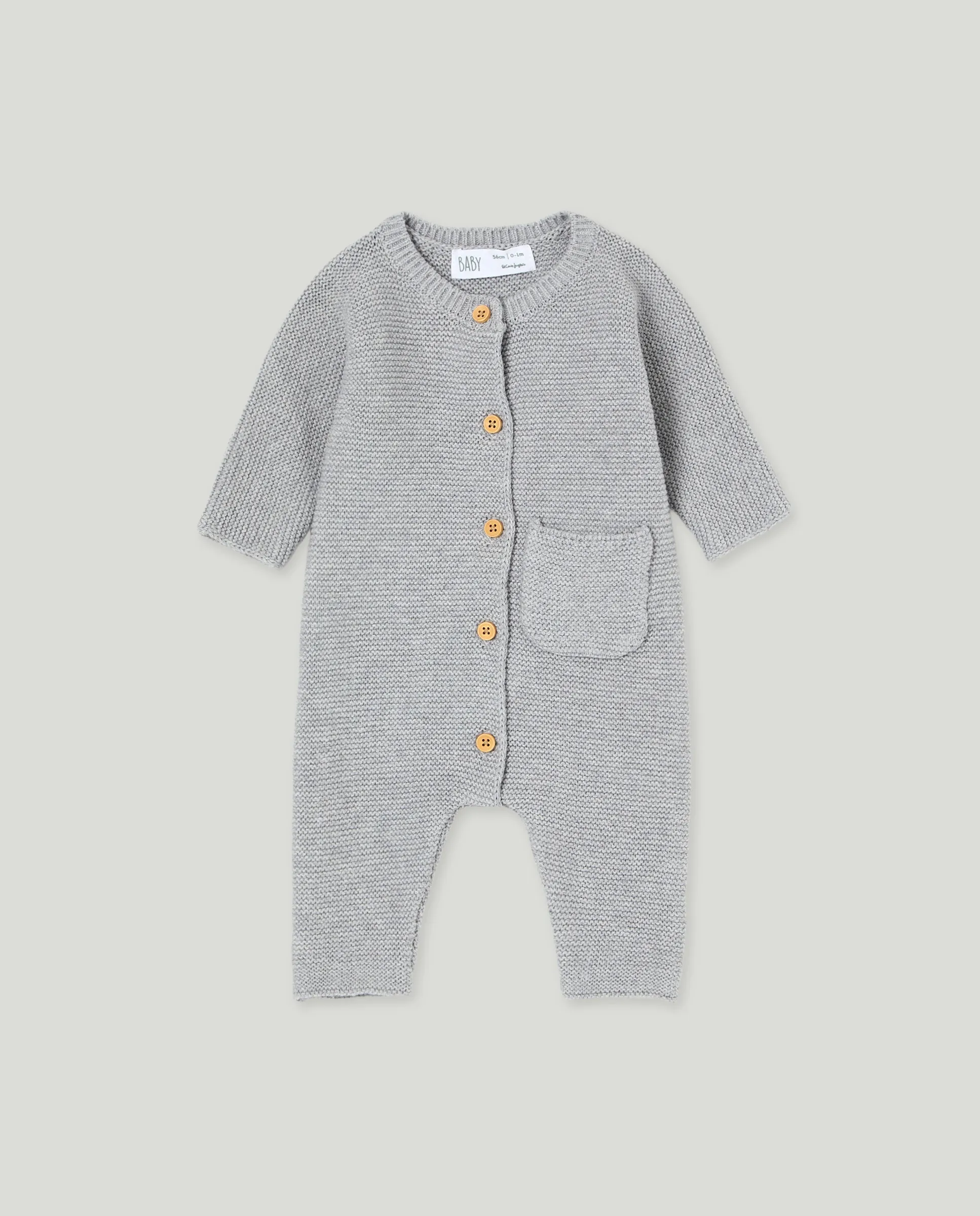 

Длинный гладкий трикотажный комбинезон для девочки Baby El Corte Inglés, светло-серый