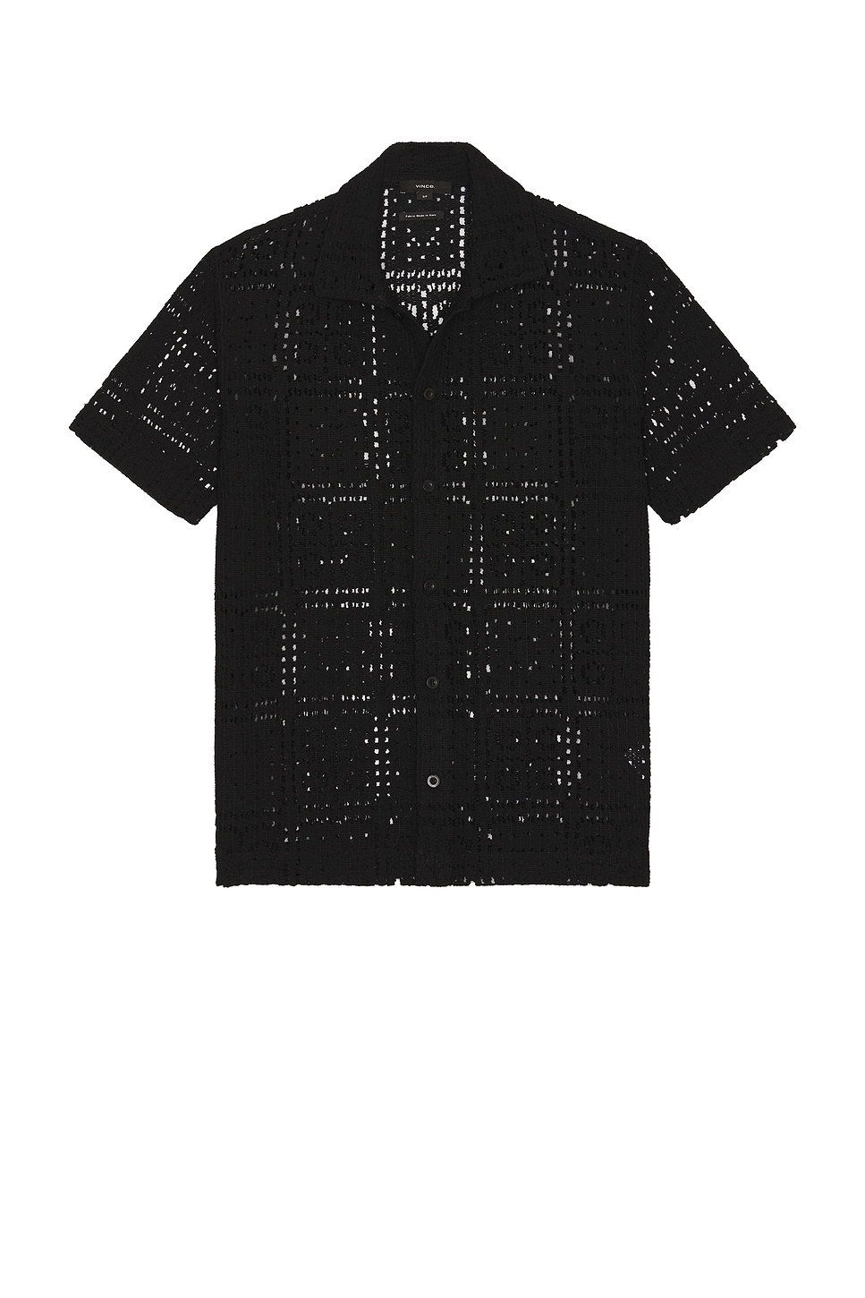 

Вязаная крючком рубашка с коротким рукавом на пуговицах Vince, black