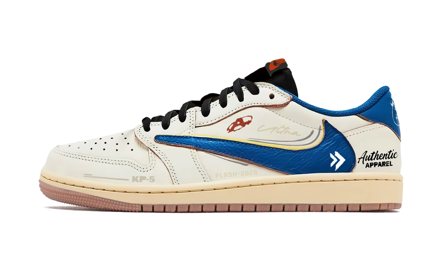 

Travis Scott x Air 1 Lightning Wave Hook 7.0 низкая амортизация низкие кроссовки Vintage баскетбольные unisex Jordan, белый/синий