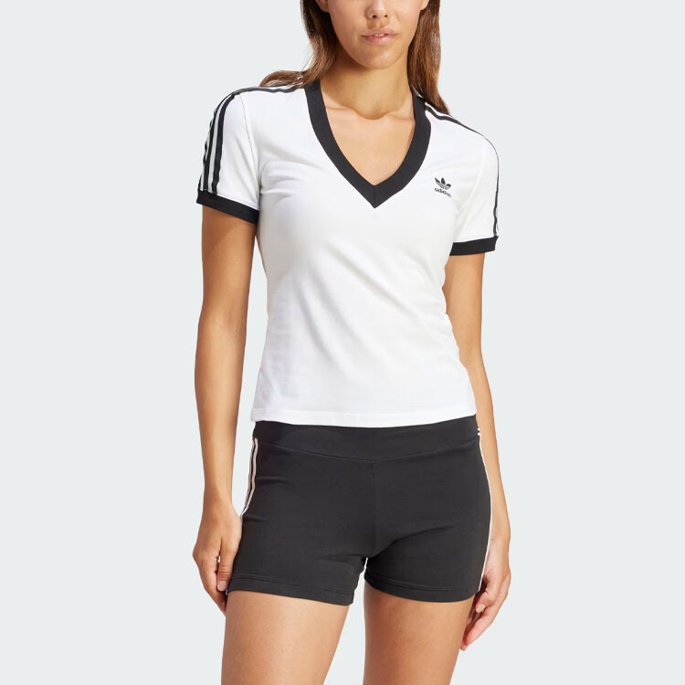 Футболка Adidas 3-Stripes V-Neck Slim, белый — фото 2