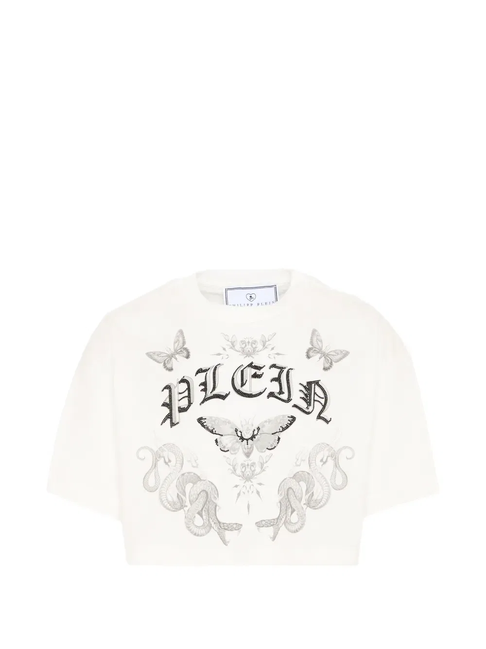 Футболка с короткими рукавами и графическим принтом Philipp Plein Junior, нейтральный