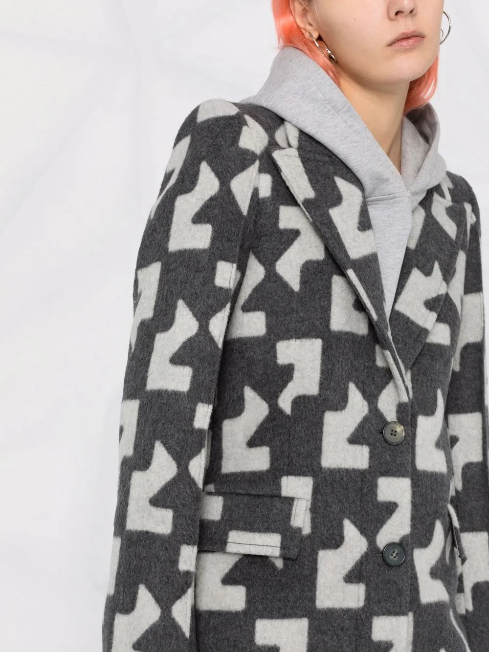 Пальто с геометричным узором OFF-WHITE, серый — фото 3