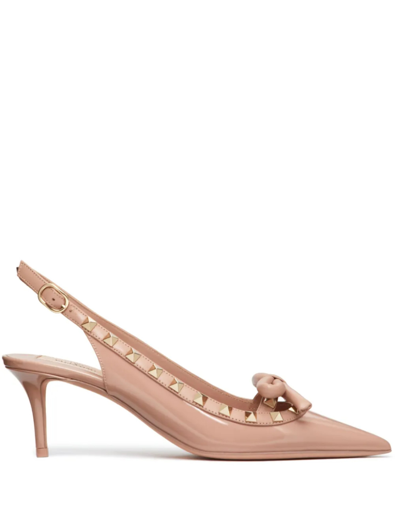Лакированные туфли Rockstud Bow 60 с ремешком на пятке Valentino Garavani, розовый