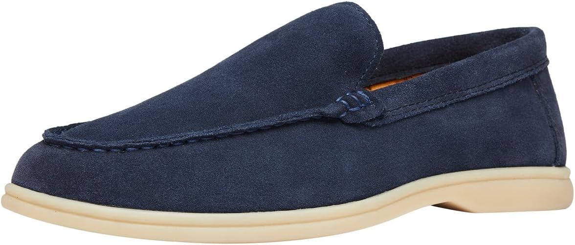 

Мужские замшевые лоферы Santimon на шнуровке, повседневная обувь- мягкие гибкие мокасины с нескользящей подошвой, легкие и удобные повседневные прогулочные туфли, синий