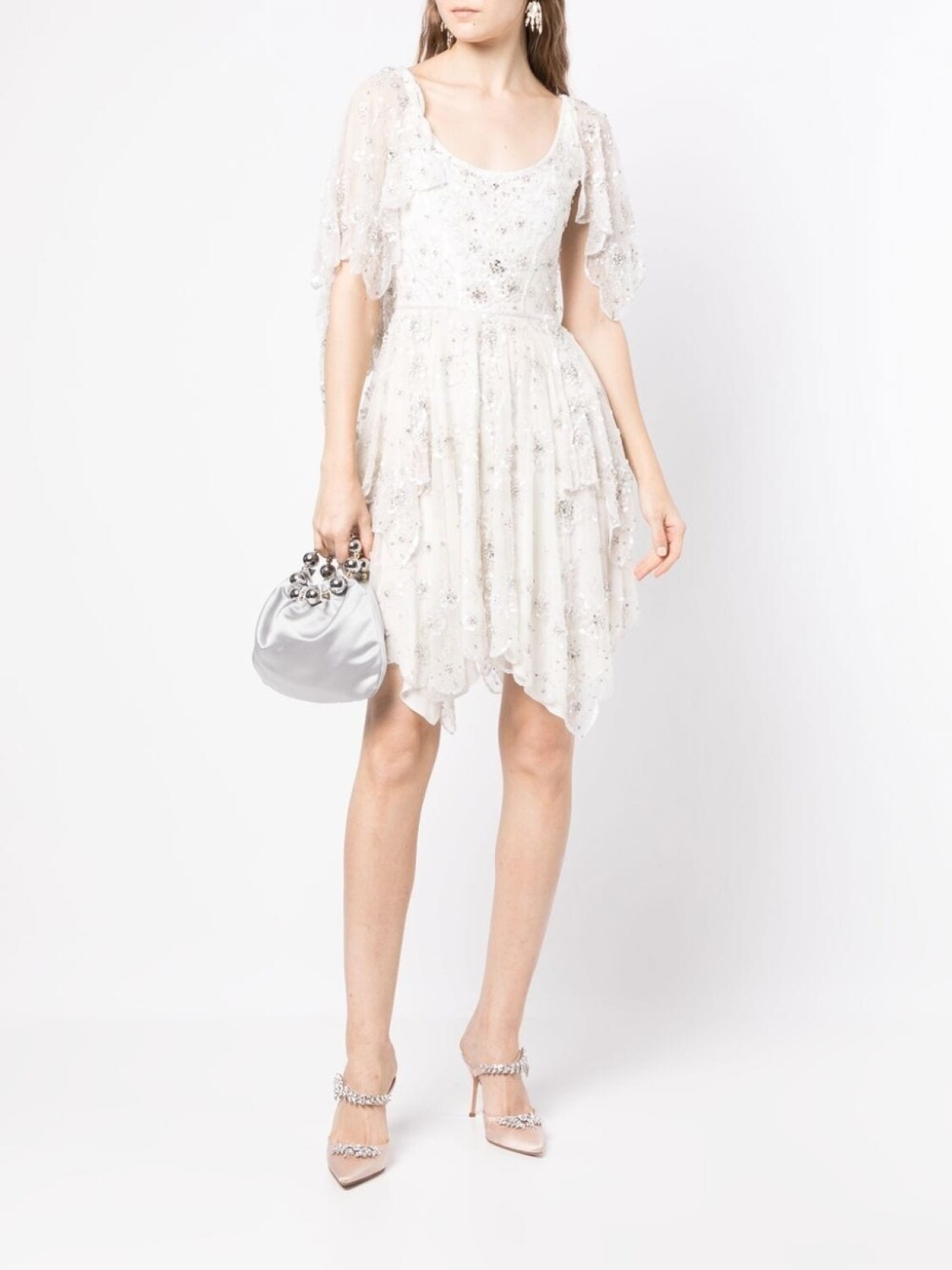 

Jenny Packham платье из тюля с кристаллами, белый