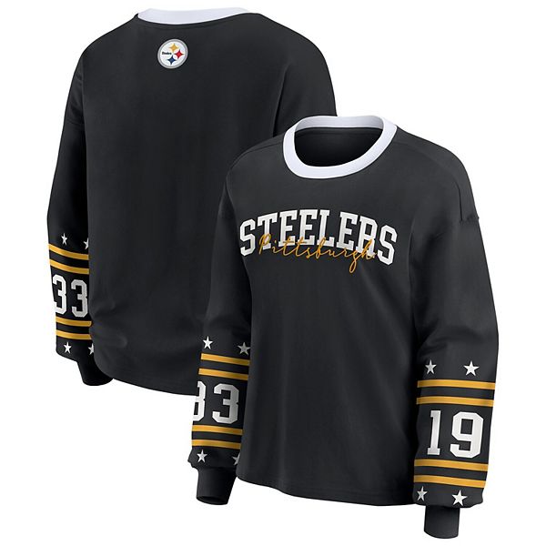 

Женская черная футболка с длинным рукавом Pittsburgh Steelers plus size Wear By Erin Andrews, Черный, Женская черная футболка с длинным рукавом Pittsburgh Steelers plus size Wear By Erin Andrews