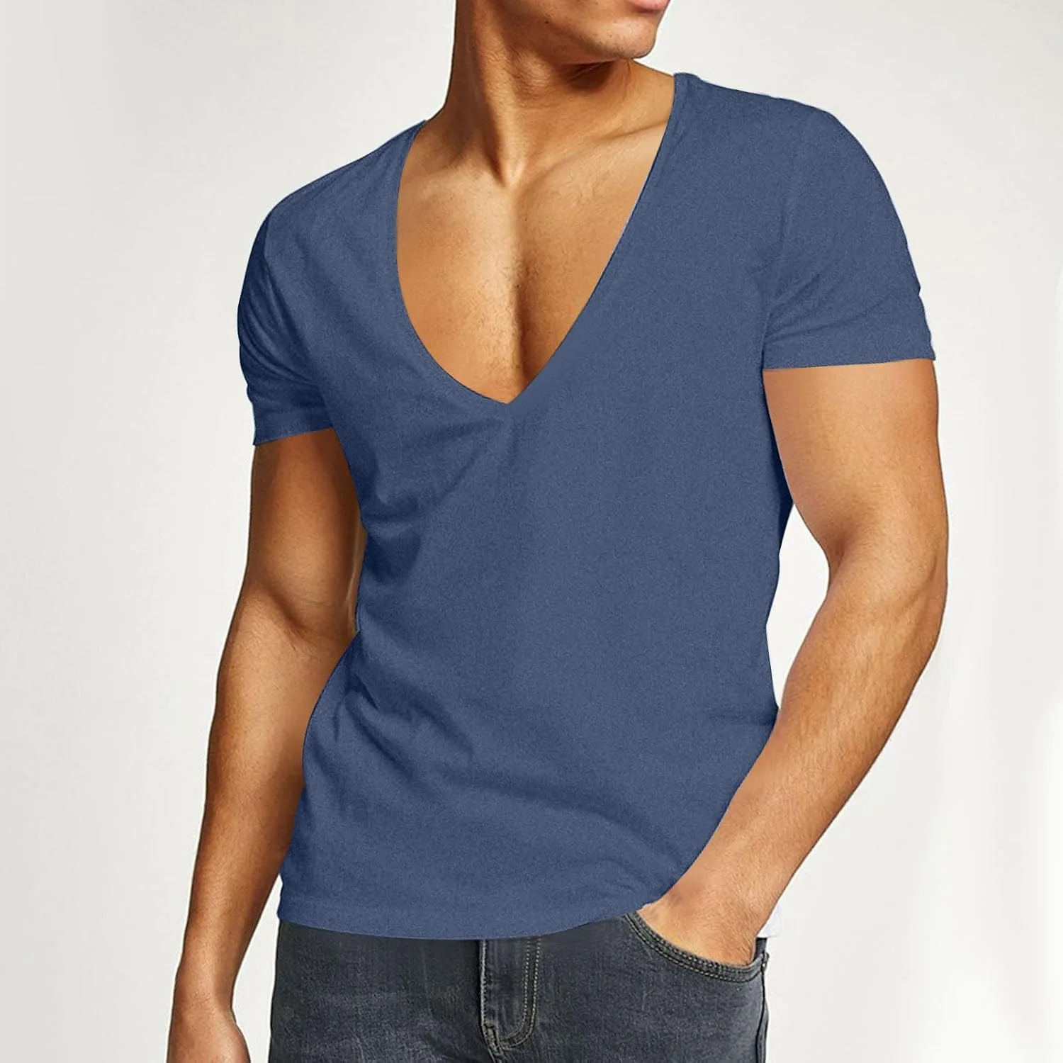 Мужская майка V-Neck Slim Fit Stretch для тренировок — фото 2