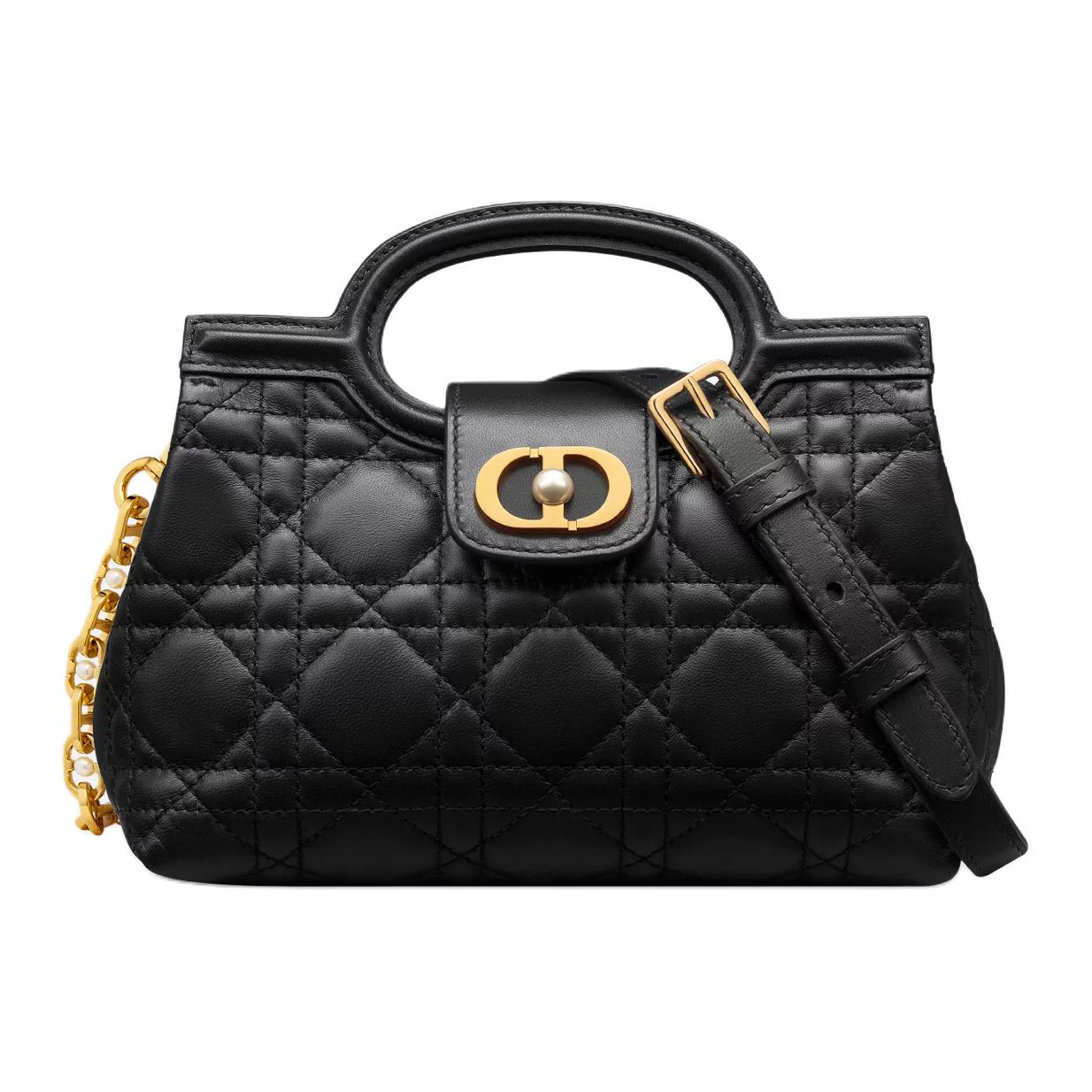 

DIOR Женская миниатюрная черная сумка через плечо из овчины с плетеным узором