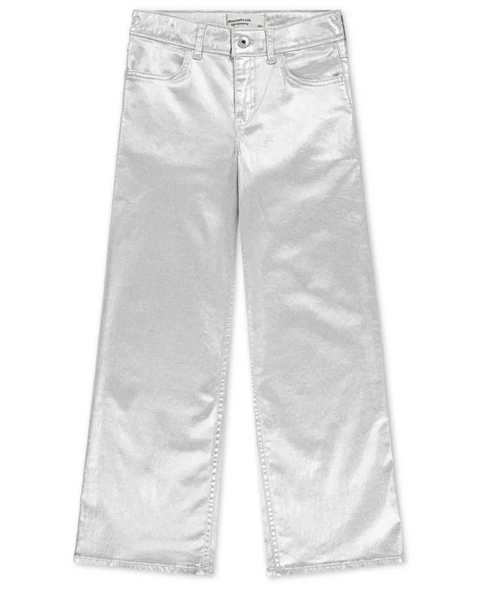 Джинсы Girls Shine High Rise Wide Leg Abercrombie Kids, серебро — фото 4