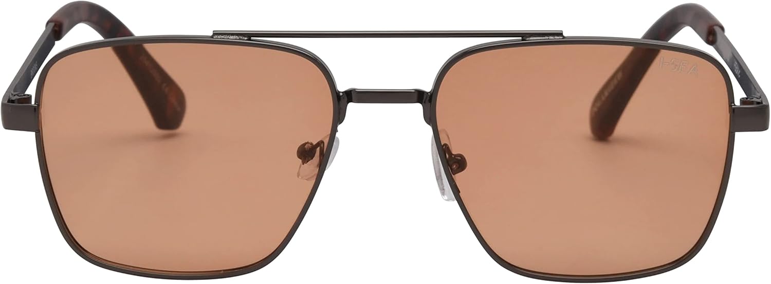 

Женские поляризованные солнцезащитные очки I-SEA Maverick — большие квадратные солнцезащитные очки с устойчивыми к царапинам линзами и поликарбонатной оправой, Gunmetal/Amber Polarized