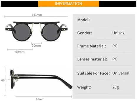 

Винтажные круглые солнцезащитные очки в стиле стимпанк 2027 года для женщин, маленькая оправа, прозрачные солнцезащитные очки, хип-хоп, круглые MTZJH, C9 Clear Clear