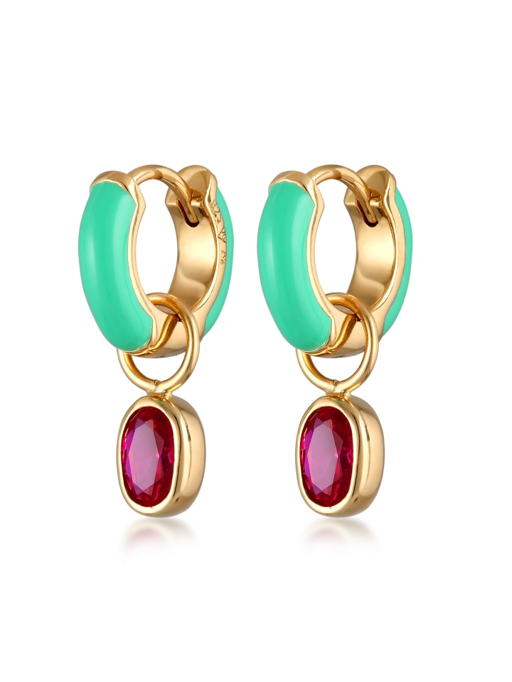 

Elli Овальные серьги из серебра 925 пробы с золотыми вставками