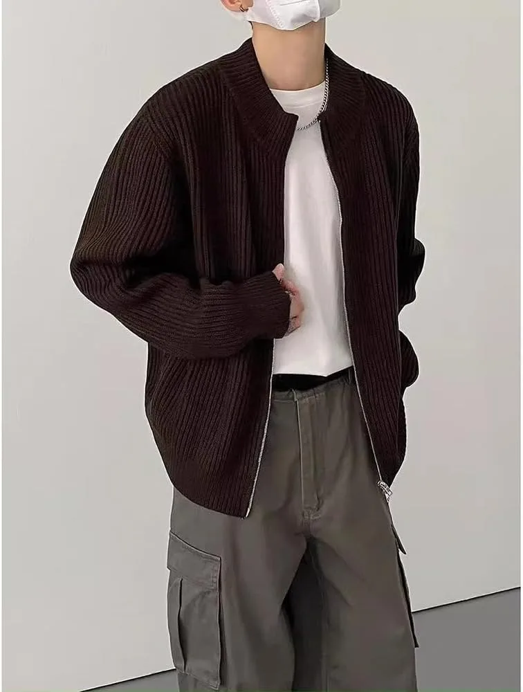 

Мужской кардиган оверсайз на молнии с воротником стойкой Uohuangjia