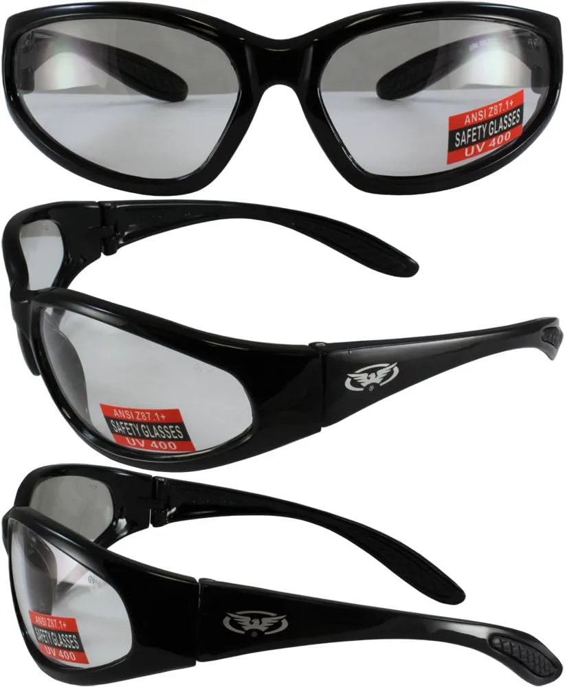 

Мотоциклетные солнцезащитные очки Global Vision Hercules, защитные очки для езды, с защитой от запотевания, соответствуют стандарту ANSI, Black Frame/Clear Lens