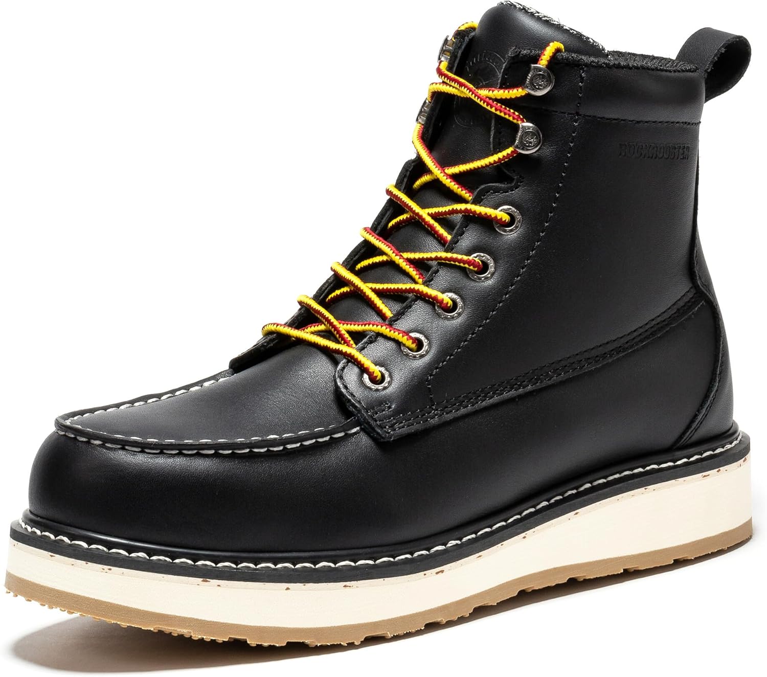 

ROCKROOSTER Trinidad 6 черные ботинки с металлическим носком и клиновидной подошвой для мужчин, прочная кожаная обувь с ручной прошивкой и носком-мокасином, мужские защитные ботинки SAP2301 VAP2301