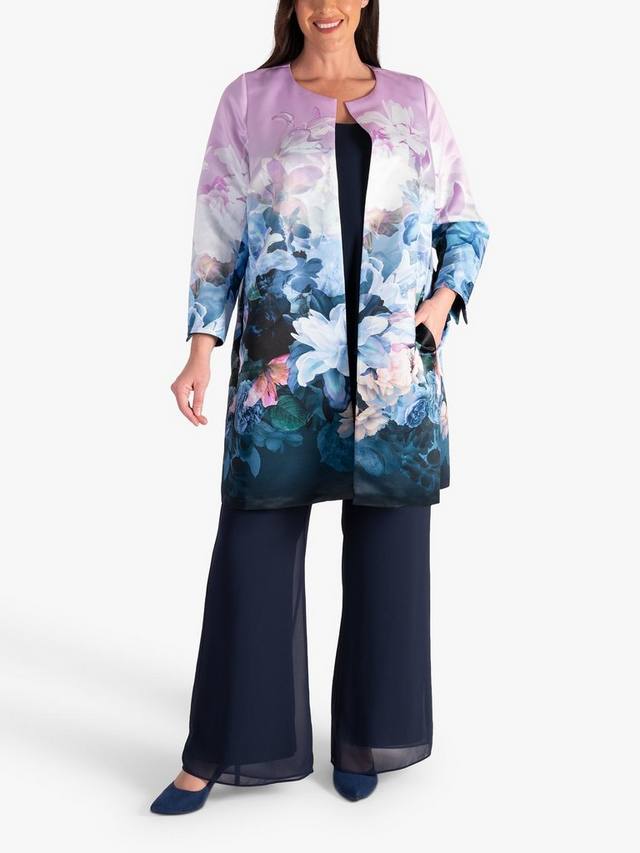 

Длинное атласное пальто в цветочек chesca, цвет Lilac/Blue