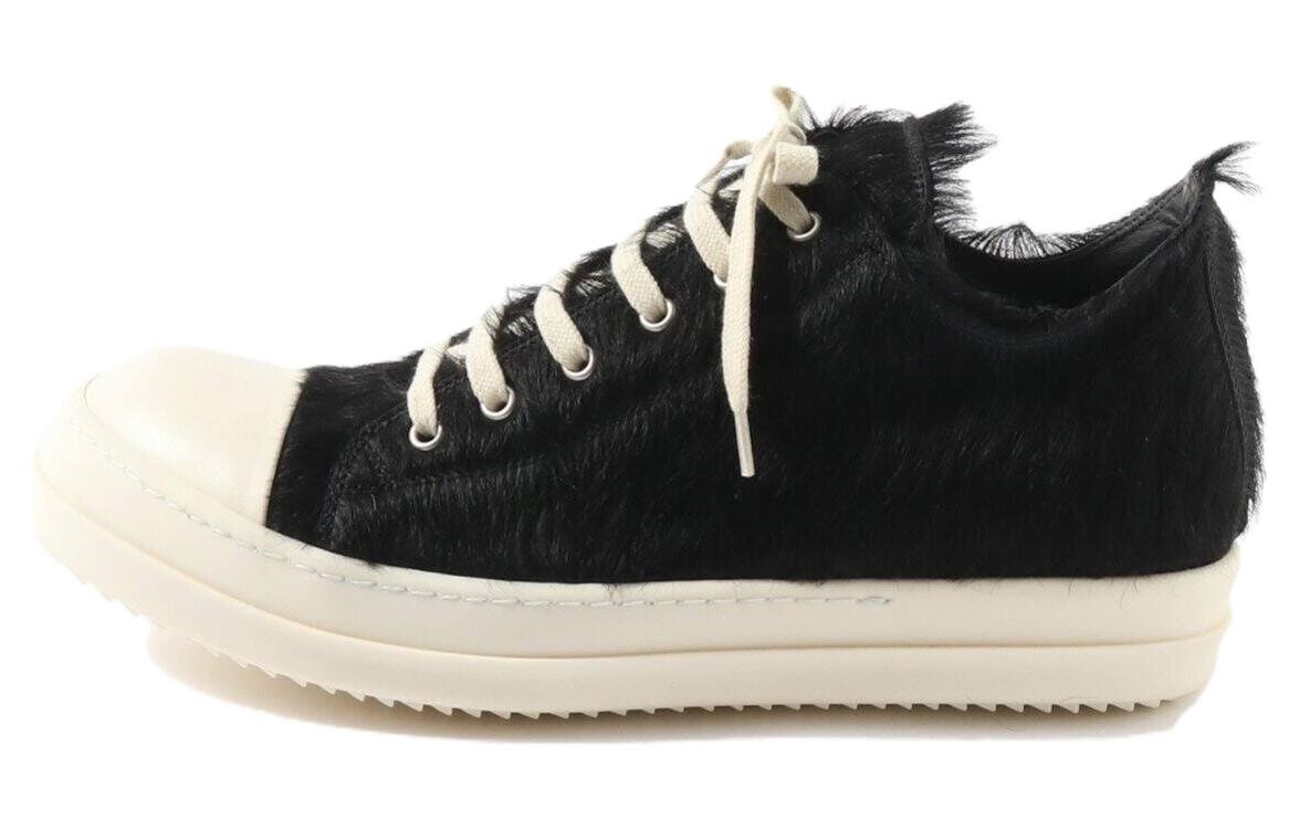 Мужские кеды Rick Owens с искуственным мехом, черно-белый
