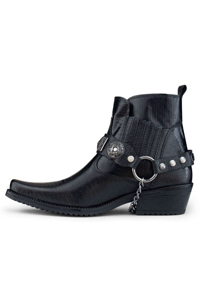 Мужские черные кожаные готические ковбойские ботинки Winklepicker Infinity Leather — фото 4