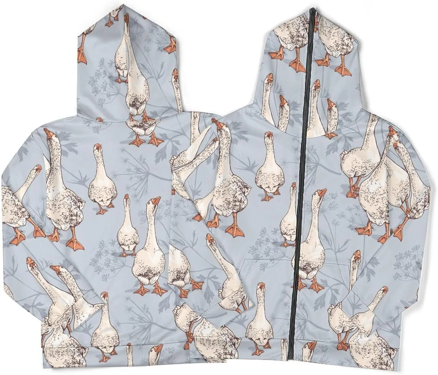 Goose Print мужская худи с капюшоном на молнии и карманами — фото 4