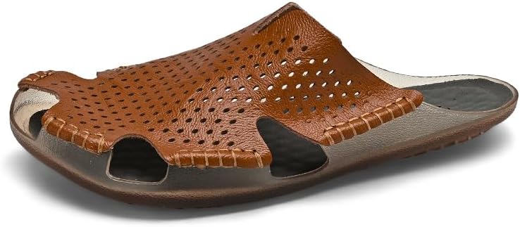 

Летние дышащие мужские сандалии с отверстиями, легкие, быстро сохнущие, удобные пляжные туфли, повседневные сандалии Hhhchpm, коричневый