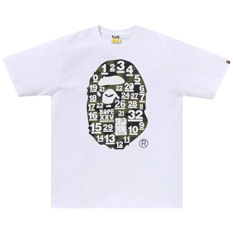 

Футболка BAPE A Bathing Ape 32nd Anniversary 1st Camo Big Ape Head Tee, White/Green