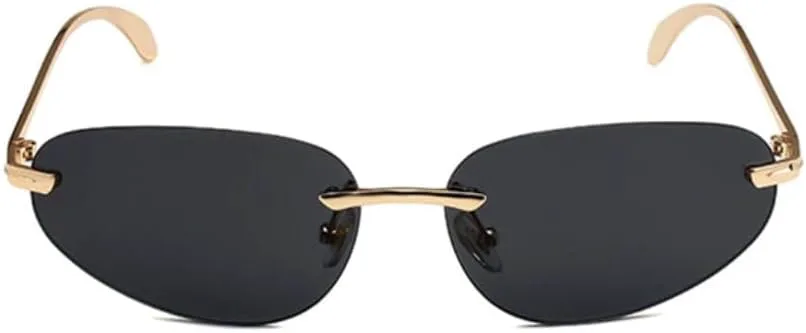 

Винтажные солнцезащитные очки без оправы с металлическими заклепками для женщин и мужчин в стиле панк, роскошные, с защитой от УФ-излучения UV400 VFDHN, Silver Black