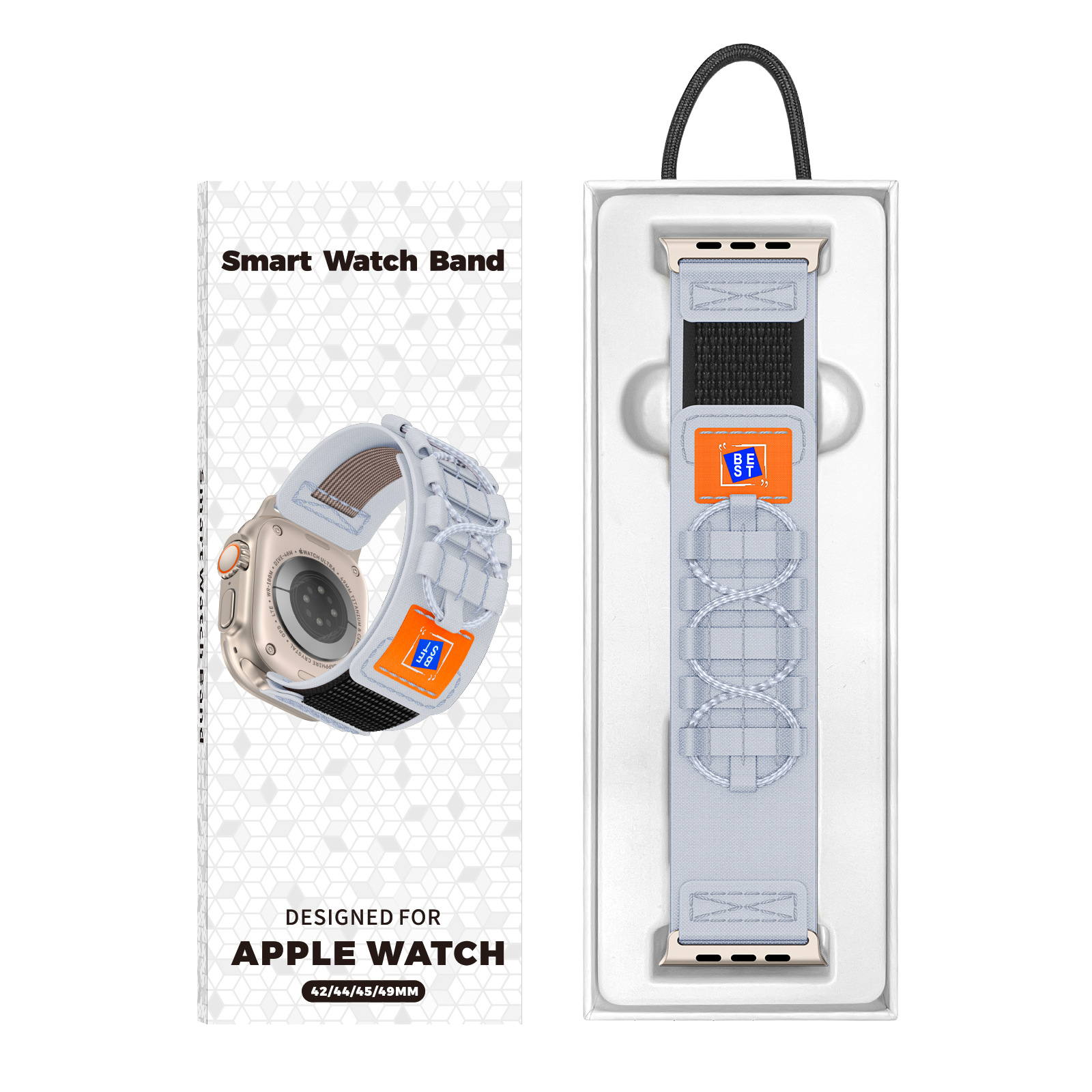 

Ремешок, совместимый с Apple: нейлон IBOANN, Track Style Woven Nylon Strap-Orange