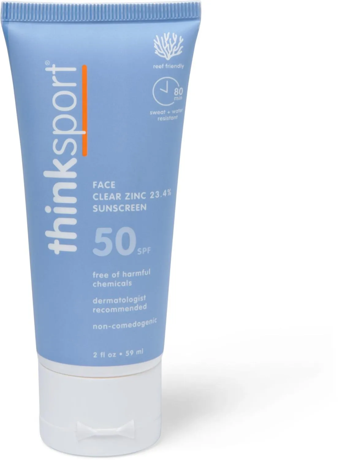 

Чистый цинковый активный солнцезащитный крем для лица SPF 50 Thinksport, None