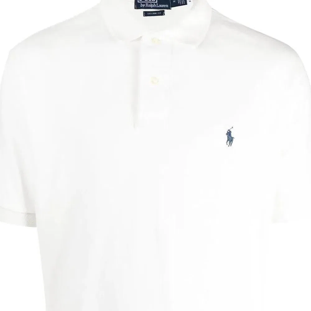 Поло Polo Ralph Lauren с вышитым логотипом белое — фото 4