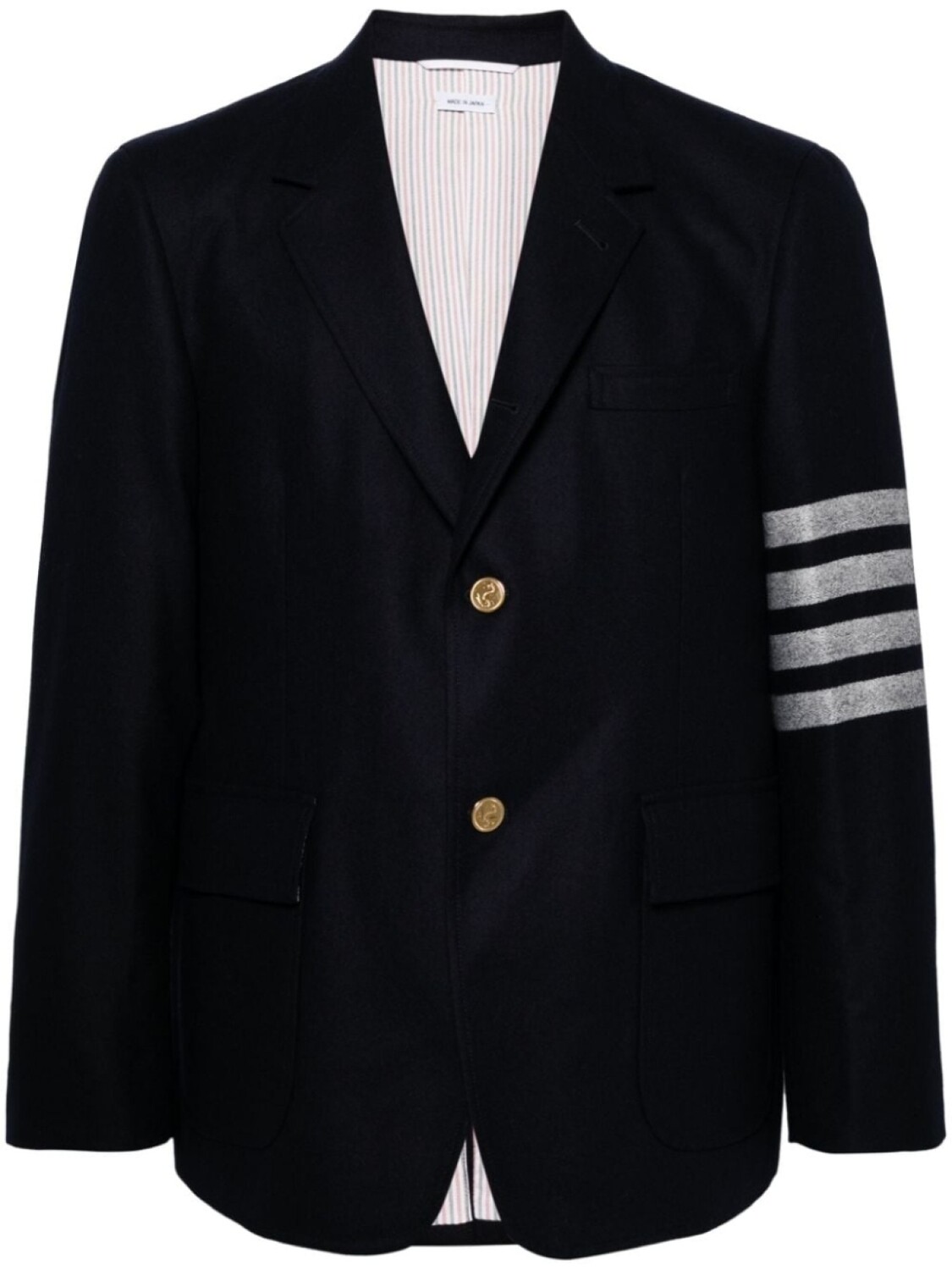 

Thom Browne фирменный неконструкционный блейзер с полосками 4-Bar, синий