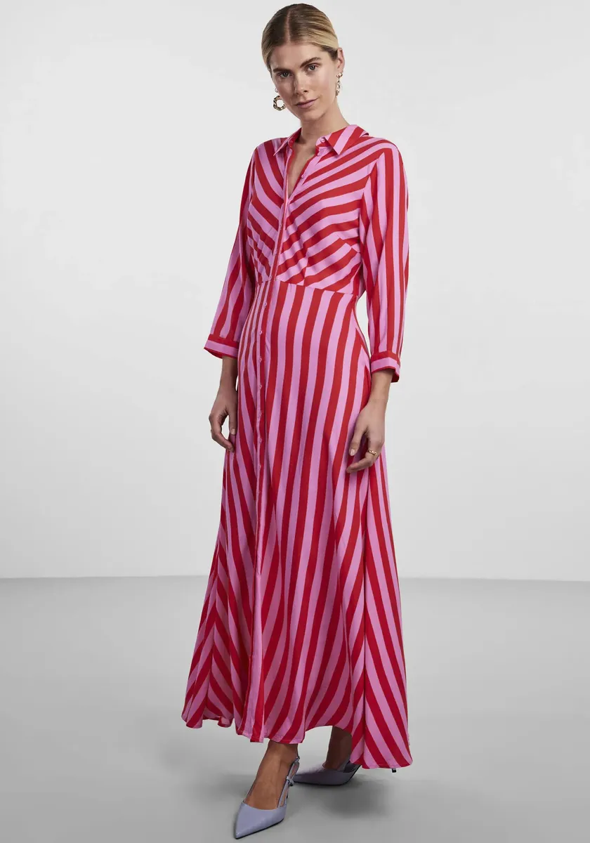

Платье-рубашка Y.A.S "YASSAVANNA LONG SHIRT DRESS", с рукавами 3/4, цвет Cyclamen Str:Bittersweet
