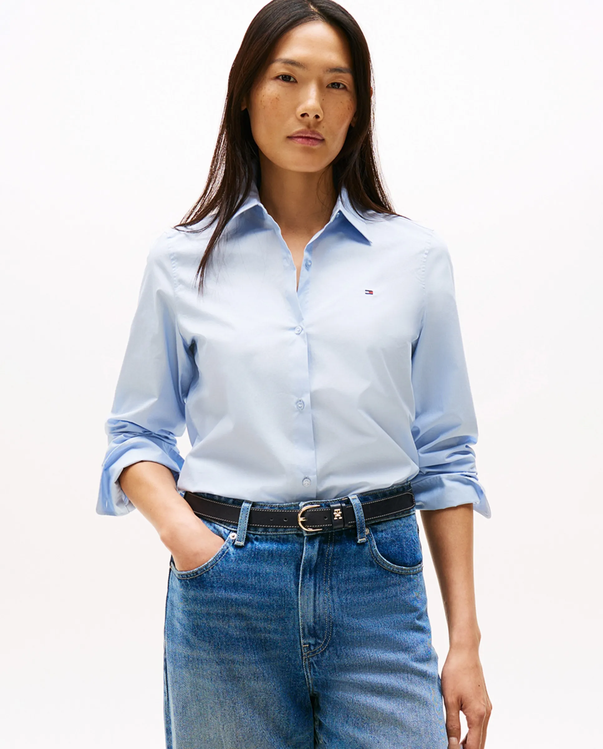 

Женская рубашка из поплина с длинным рукавом Tommy Hilfiger, синий