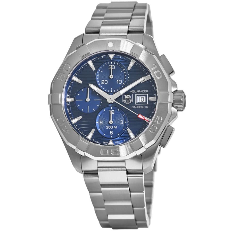 

Мужские часы Tag Heuer Aquaracer 300M с автоматическим хронографом, синим циферблатом и сталью CAY2112.BA0927