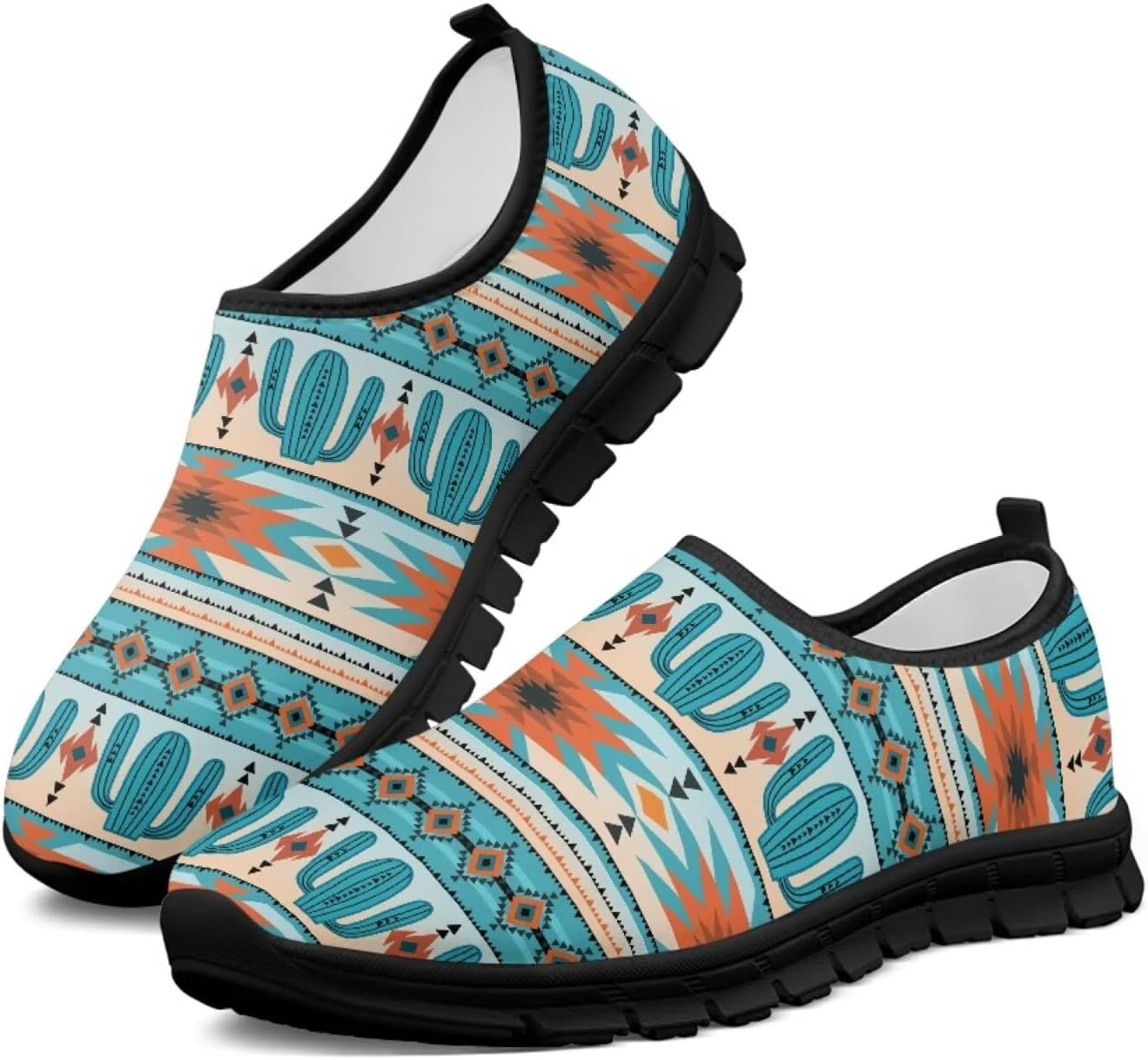 

Мужские слипоны Howilath Western Tribal Aztec, повседневная обувь, кроссовки для бега, дышащие, без застежек, Aztec Tribal Cactus