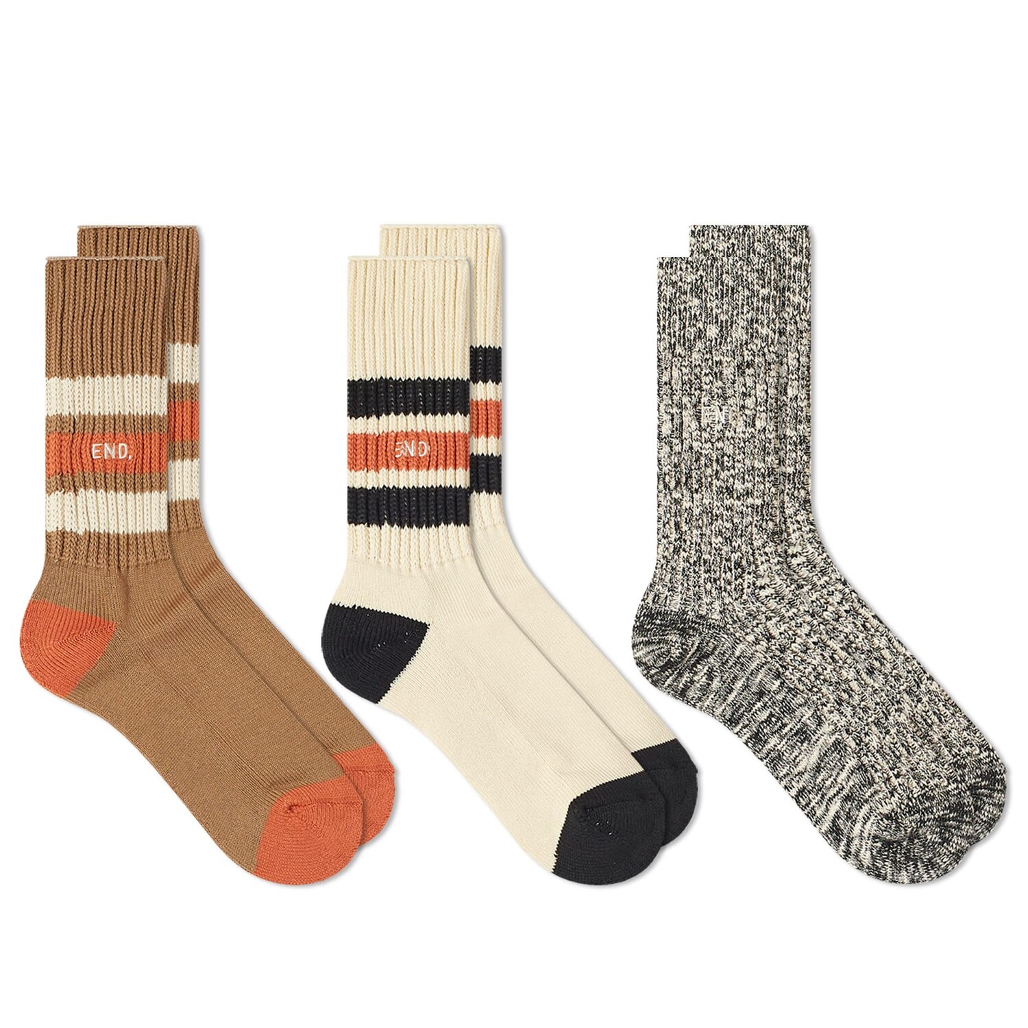 

Носки End. X Rototo 'Camping' - 3 Pack, цвет Ecru, Biscuit & Black