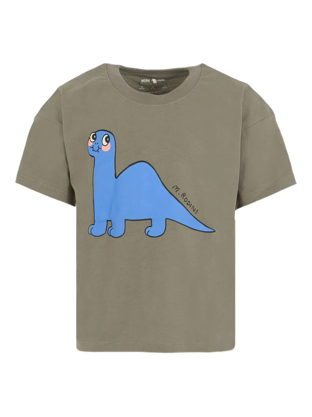 

Футболка из органического хлопка с принтом динозавра Mini Rodini, серый