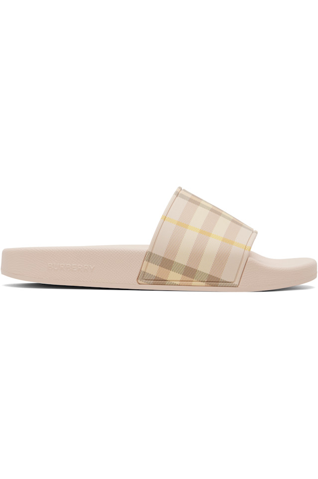 Burberry Розовые клетчатые слайды