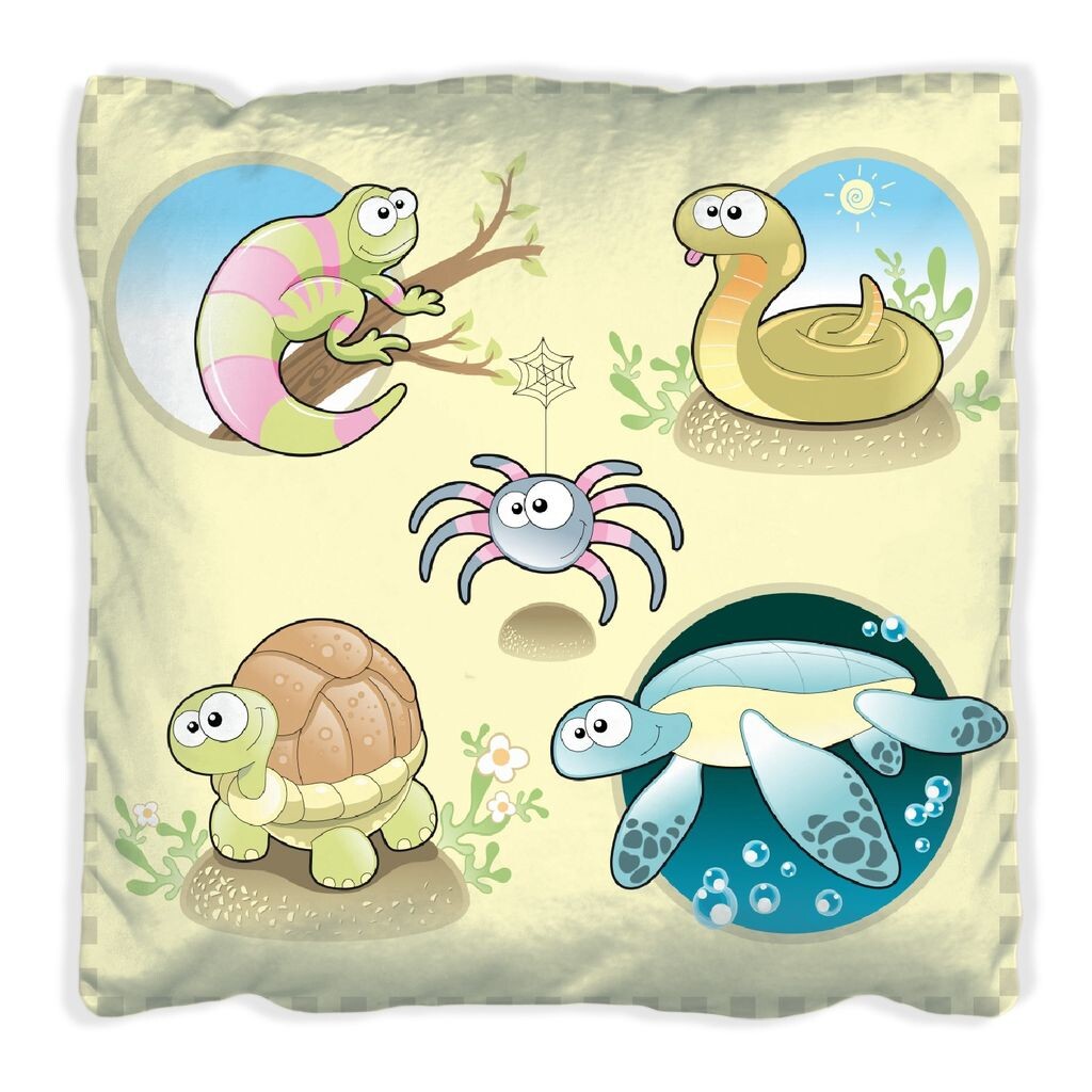 

Подушка Wallario Premium, мягкая поверхность, с забавным изображением мультяшных животных, размер: 60 x 60 см, с белой спинкой