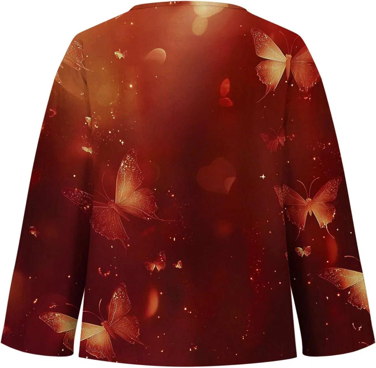 Футболка женская с градиентом, длинный рукав, V-образный вырез, Polyester, S-071 Red — фото 4