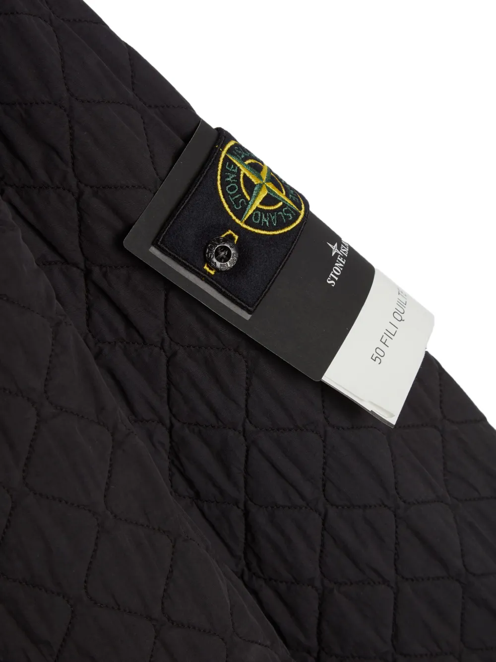 Стеганый бомбер на кнопках Stone Island, черный — фото 4
