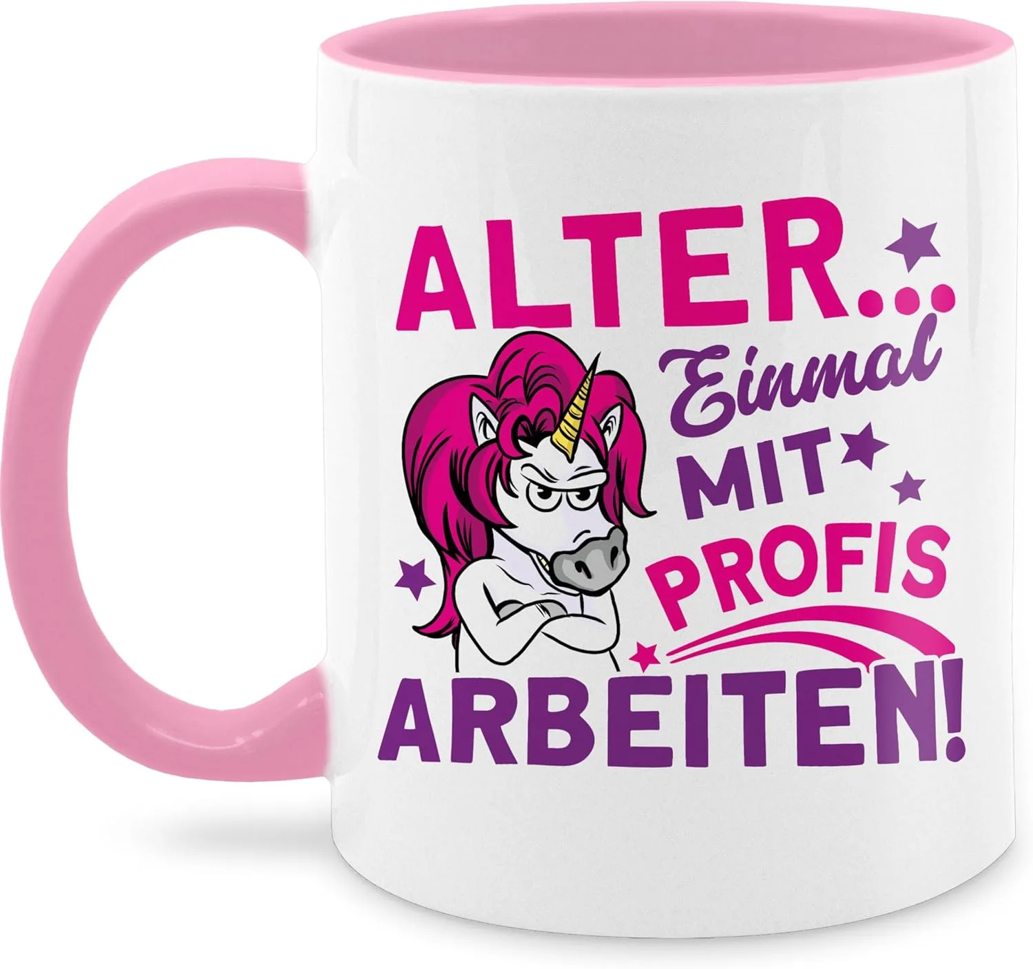 Кружка 325 мл – Job & Profession Gift – Once Work with Professionals – Unicorn – розовая Shirtracer
