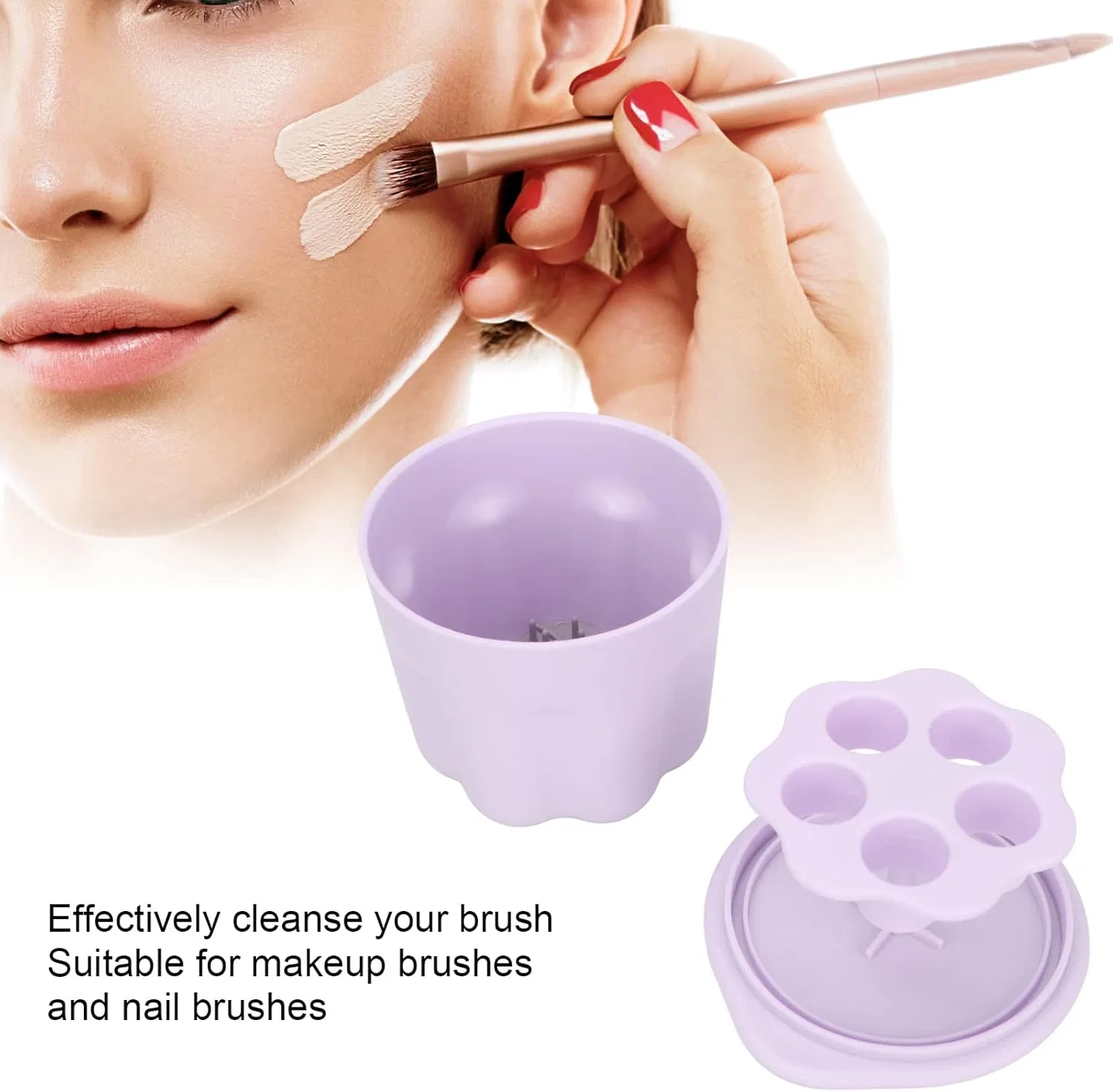 Средство для очистки кистей Silicone Brush Cleansing Bowl Jggld с подставкой для сушки, фиолетовый — фото 2