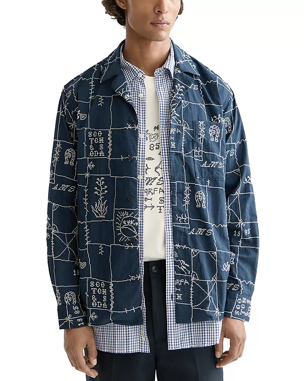 

Вышитая рубашка с длинными рукавами для походов Scotch & Soda, синий