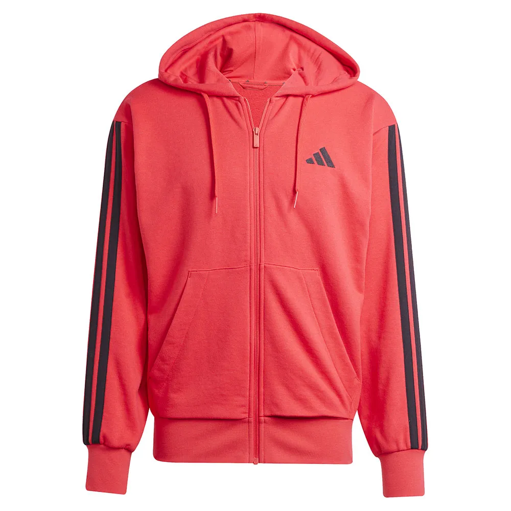 Толстовка adidas Essentials 3 Stripes French Terry full zip, красный — фото 3