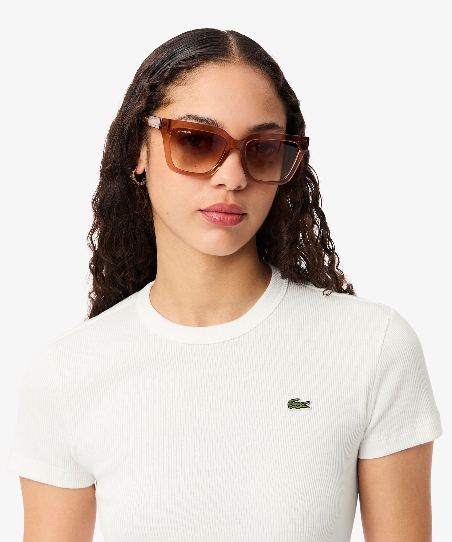 Футболка LACOSTE в рубчик, White — фото 2