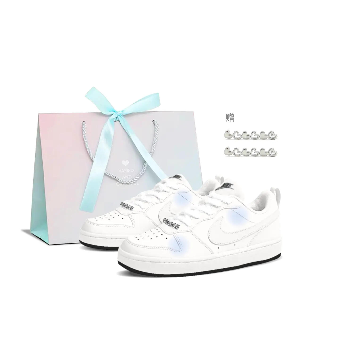 

Nike Court Borough Blue Mist Cream низкие детские скейтбординг кроссовки для подростков