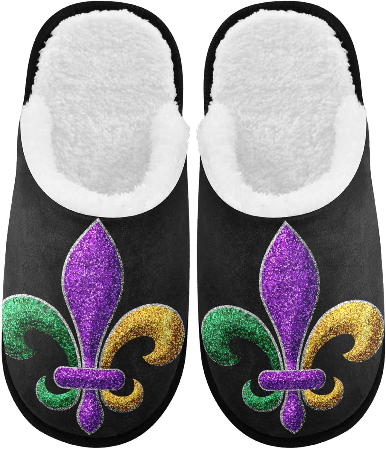 

Тапочки visesunny для женщин и мужчин, зимние теплые домашние тапочки из хлопка с эффектом памяти, мягкие плюшевые флисовые домашние тапочки без шнурков для девочек, обувь для дома и улицы, Fleur De Lis