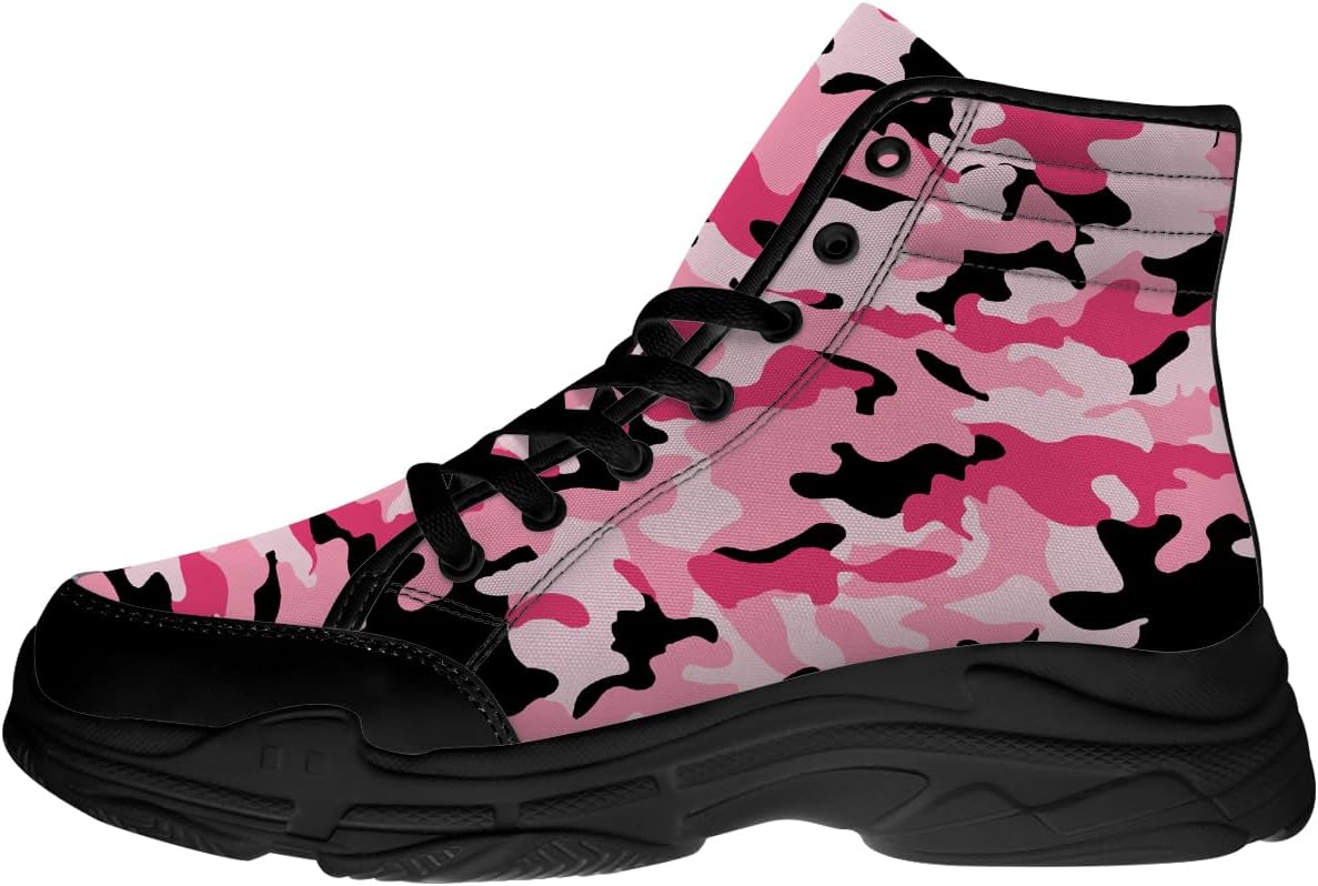 

Мужские и женские камуфляжные высокие кеды, босоножки на шнуровке с платформой из канвы, подарки для нее и него Generic, черный